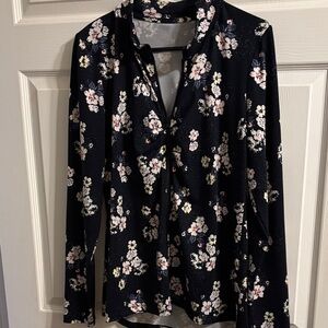 Maurices Navy Floral Long Sleeve Athletic Jacket